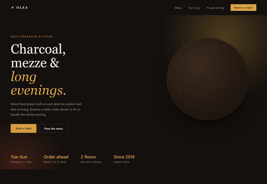 Restaurant ordering — screenshot of the live site